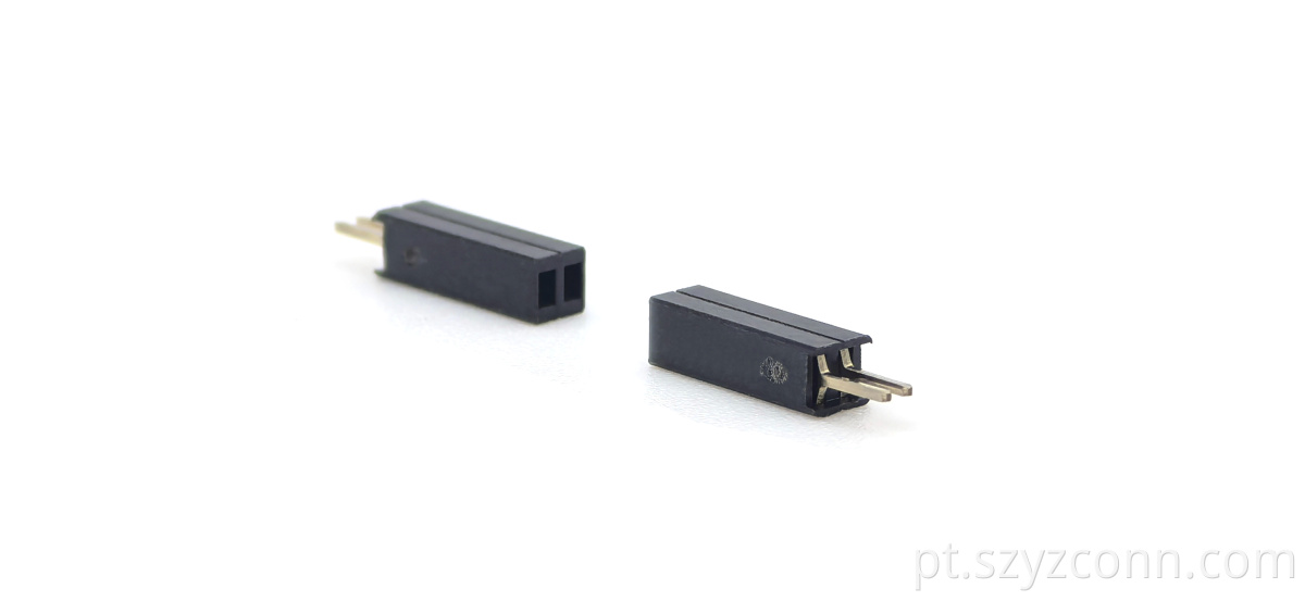 Conector fêmea do cabeçalho do passo de 1.27mm única fileira reta H8.5mm 1*2P 1.27mm Pitch Female header Connector Single Row Straight H8.5mm 1*2P